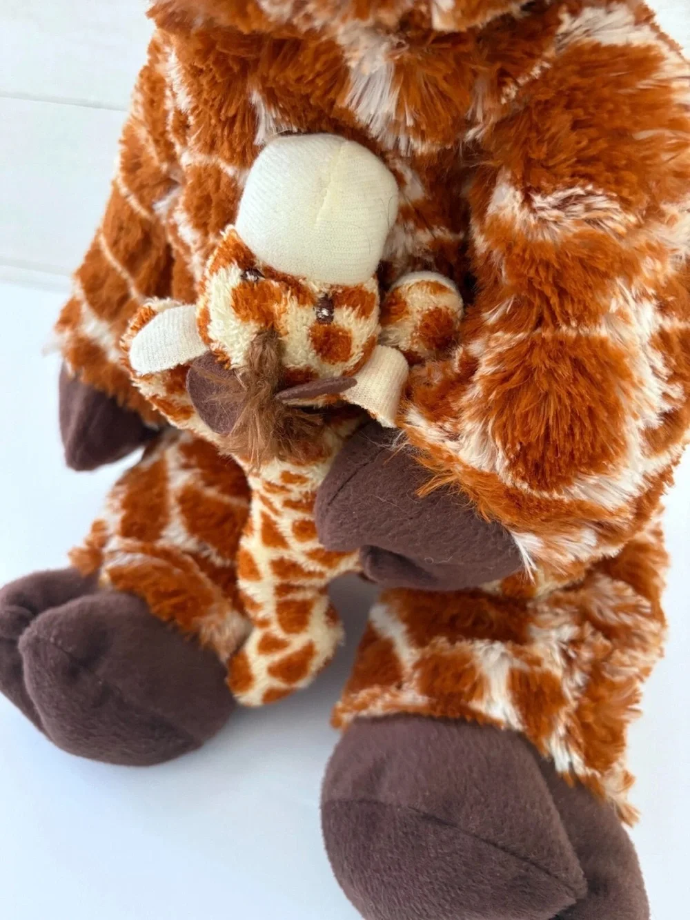 Plush Mama Giraffe Holding Baby Giraffe – 19